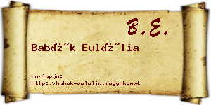 Babák Eulália névjegykártya